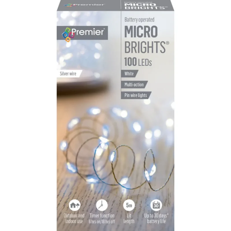 100 led microbrights cool white battery powered