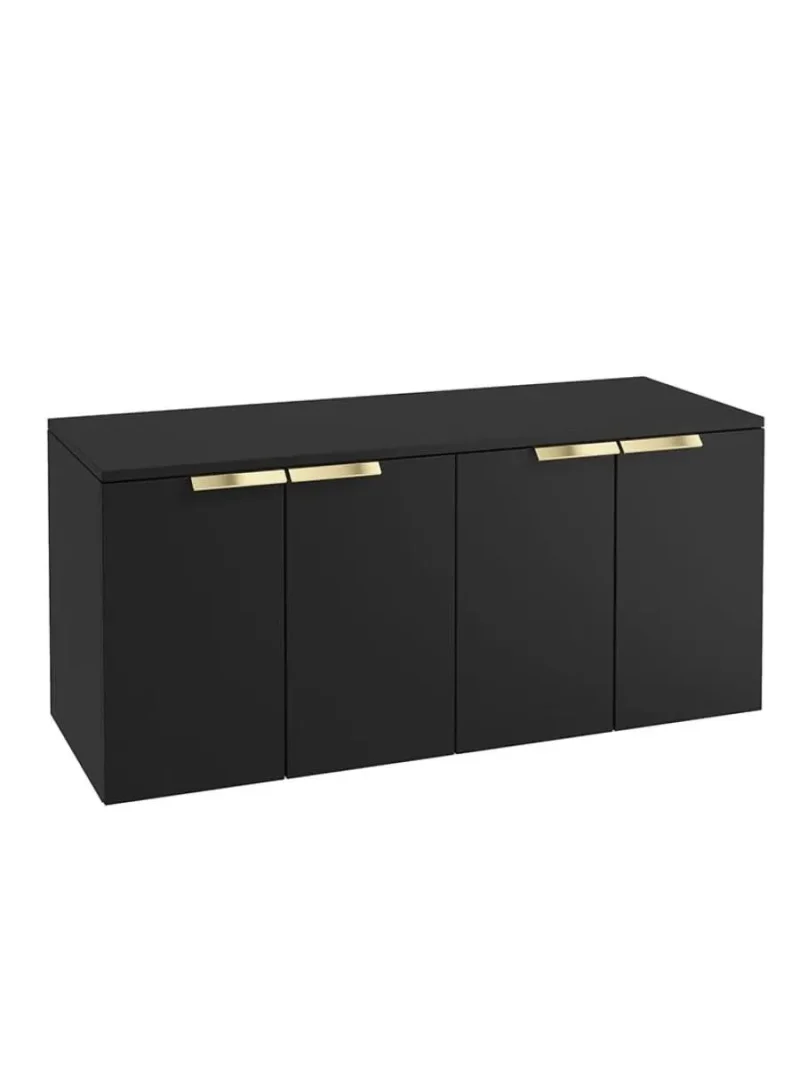 120cm matt black vanity unit with brushed gold handles sonas stockholm