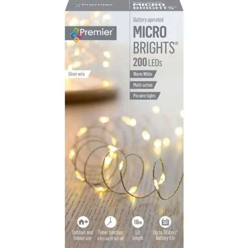 200 led battery powered 10m warm white string lights