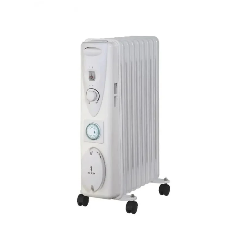 2kw white oil radiator with timer sirocco 9 fin