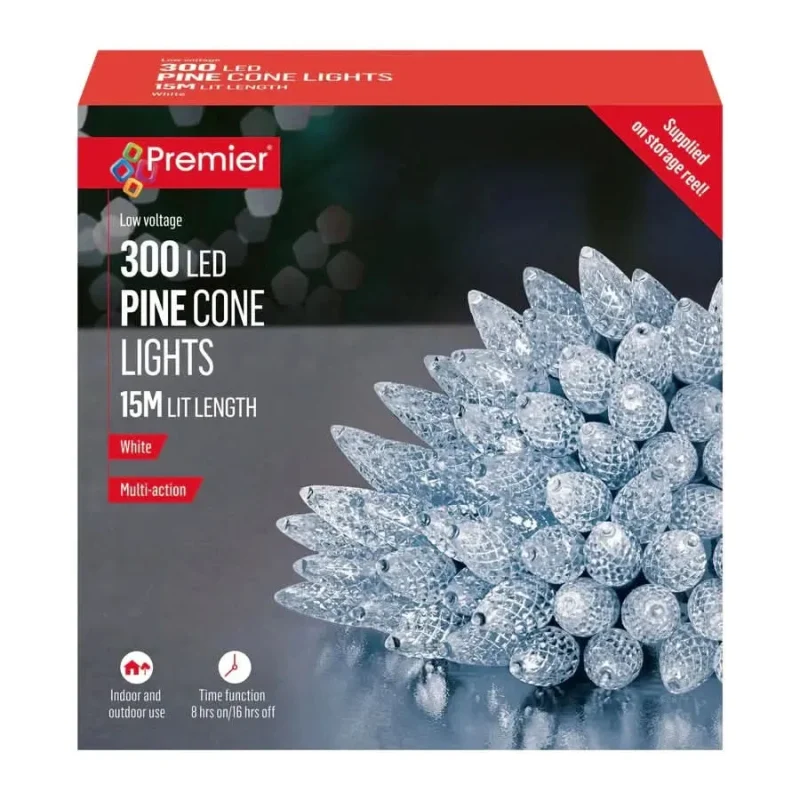 300 white led pinecone string lights lv221689w