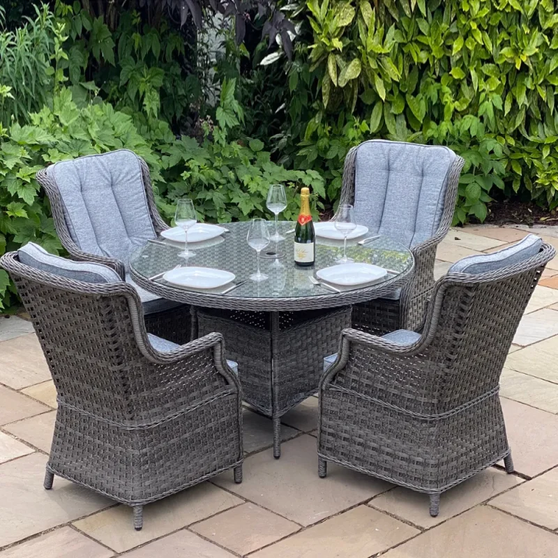 4 seater dark grey round dining set boston