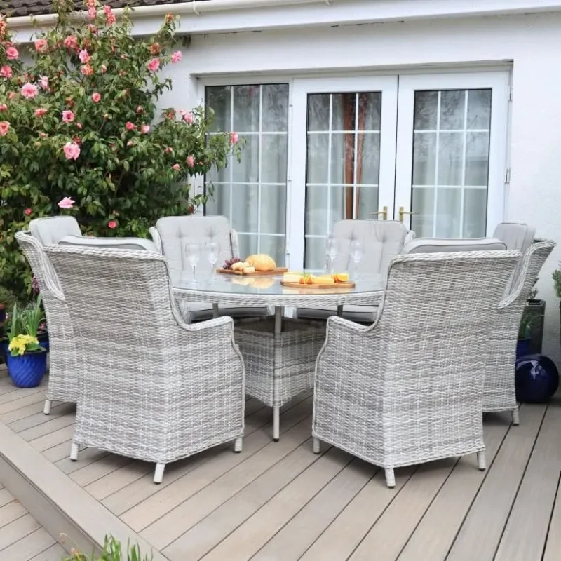 6 seater bordeaux rattan set double reinforced weave