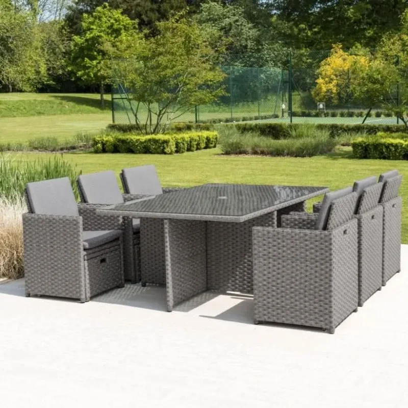 6 seater grey cube set with rectangular table bespoke grand