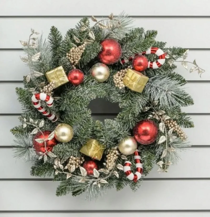 60cm candy cane ball wreath holiday decor easy return