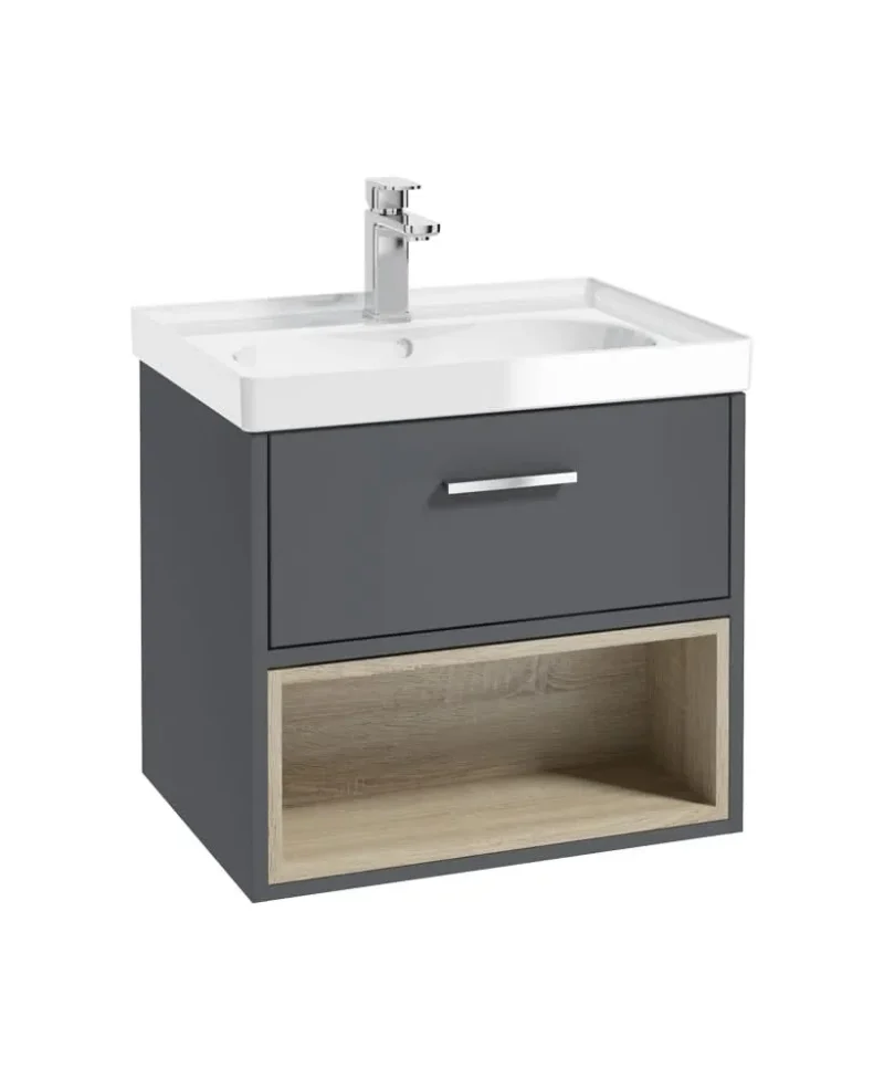 60cm malm sonas drawer unit midnight grey chrome gloss basin cmal60mggb