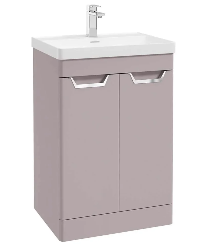 60cm pink vanity unit with chrome handles freya by sonas