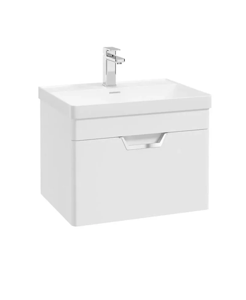 60cm sonas freya wall hung vanity unit white with chrome handle