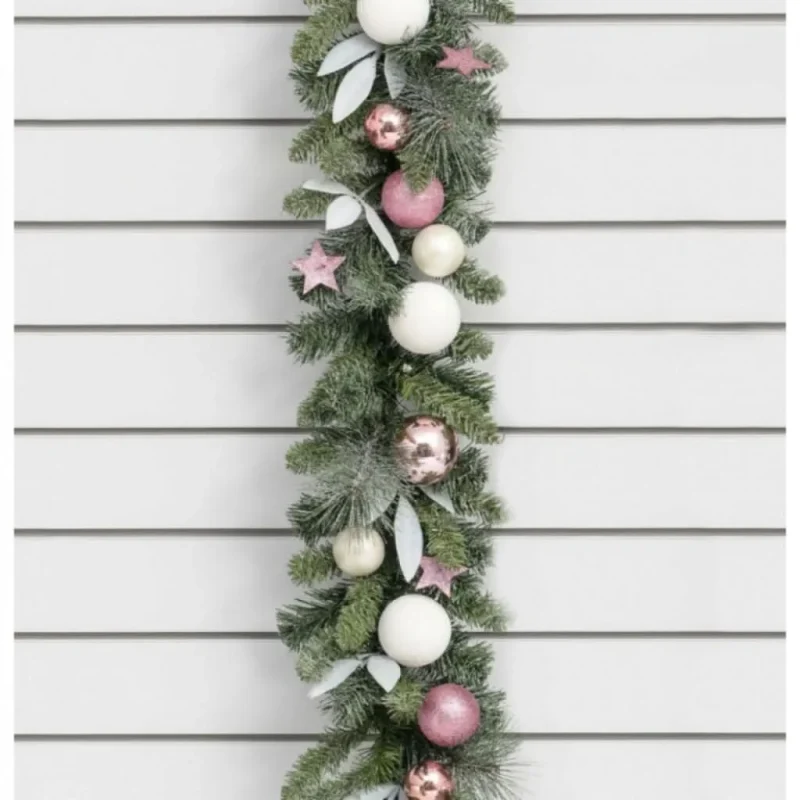 6ft pink white ball garland