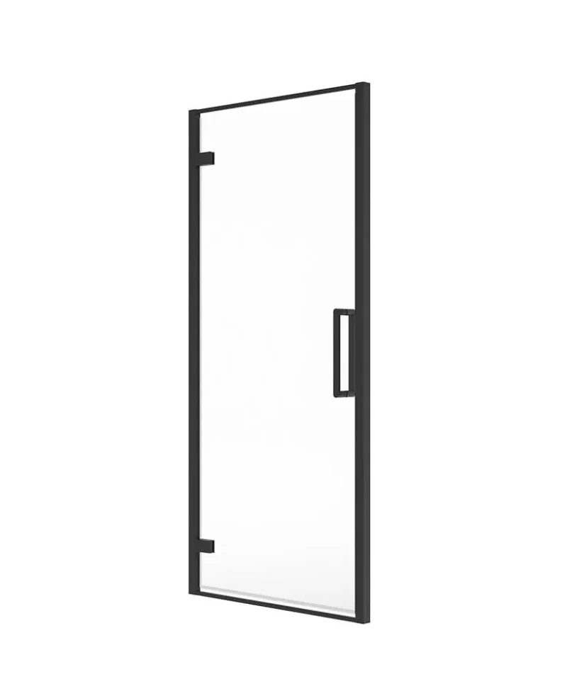 8mm framed matt black hinged door 900x2000 sonas use00056