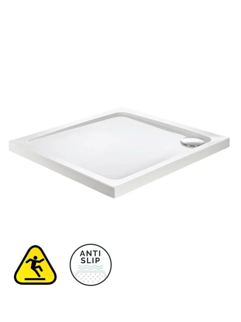 900mm square low profile anti slip shower tray waste sonas kristal ust00225