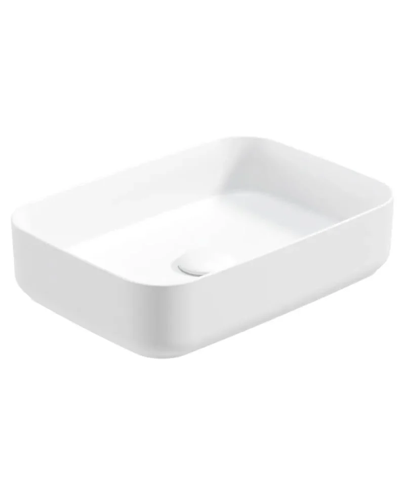 avanti 50cm satin white ceramic vessel basin w click clack waste