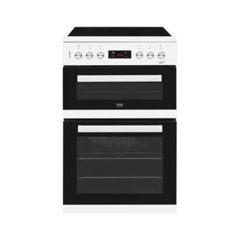 beko 60cm white freestanding double oven kdc653w