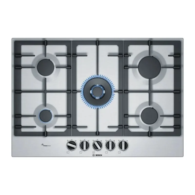 bosch 75cm brushed steel gas hob pcq7a5b90