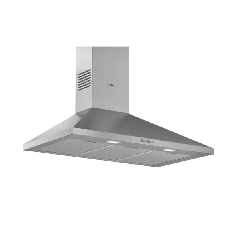 bosch 90cm brushed steel pyramid chimney hood dwp94bc50b