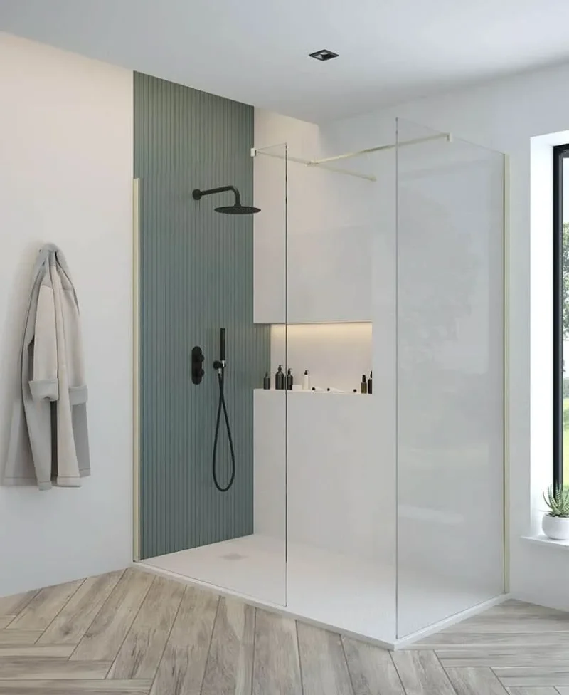 brushed nickel wetroom panel 800mm sonas aspect