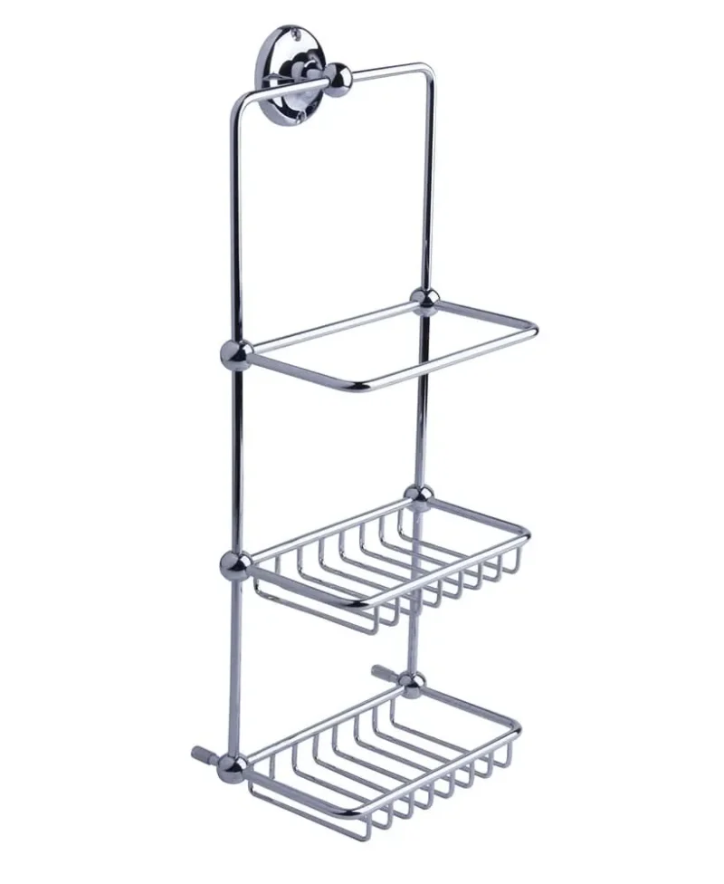 chrome wall mounted shower basket 435x165x205mm stoacc003