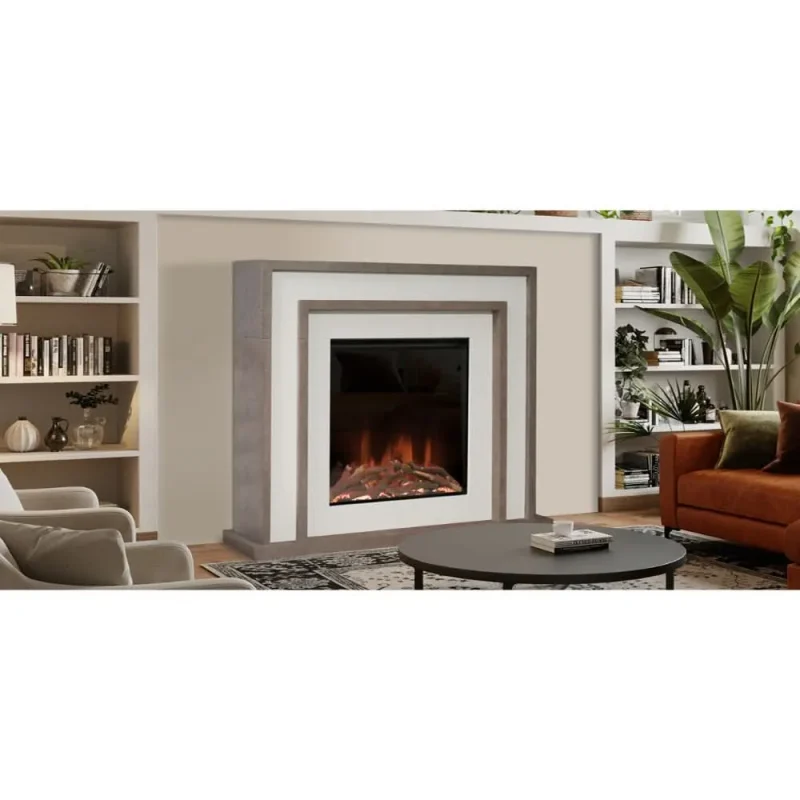 evonic murano sienna electric fireplace suite