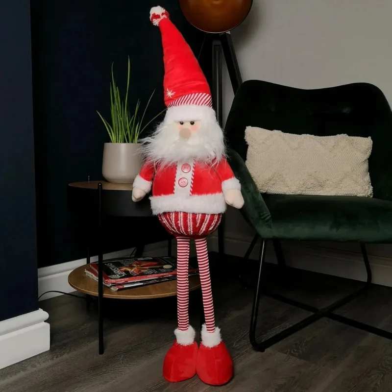 festive red white santa with telescopic legs p044177