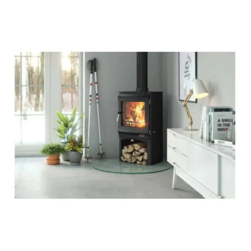 henley elcombe 5kw eco stove log store matt black st326