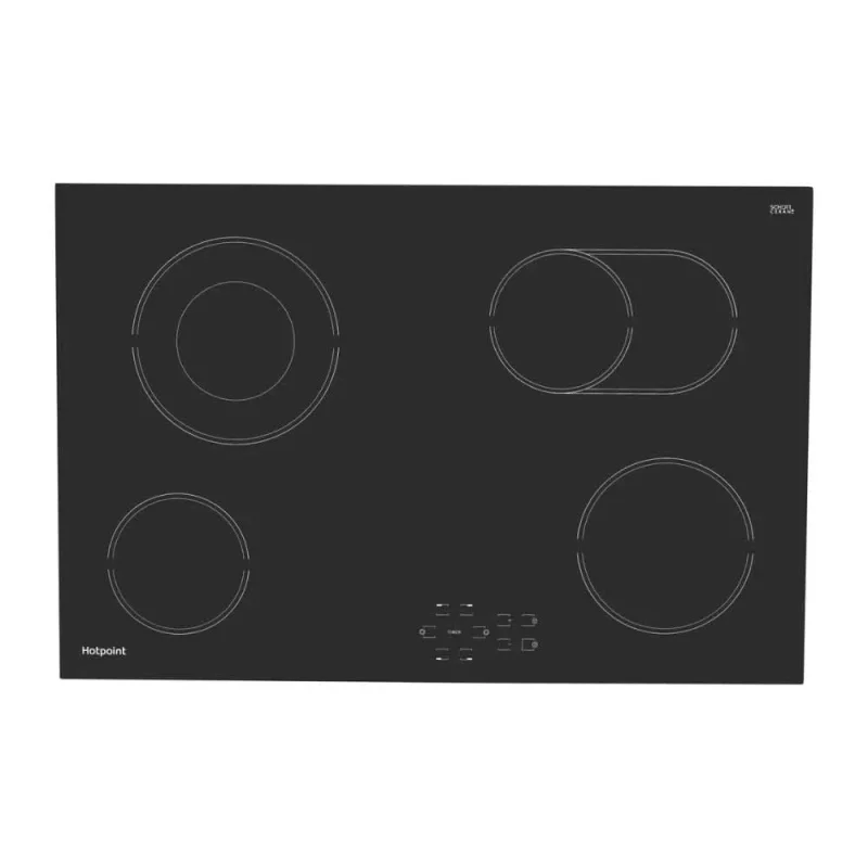 hotpoint 77cm black glass ceramic hob hr724b