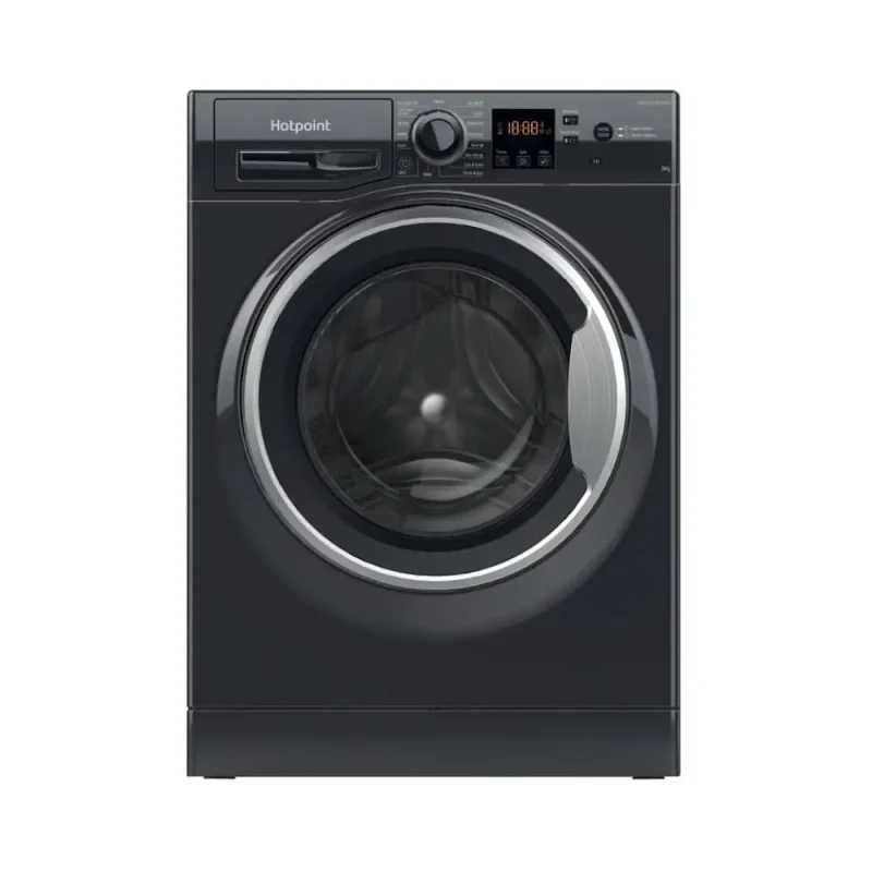 hotpoint 8kg black washing machine 1400 spin nswm 845c bs uk