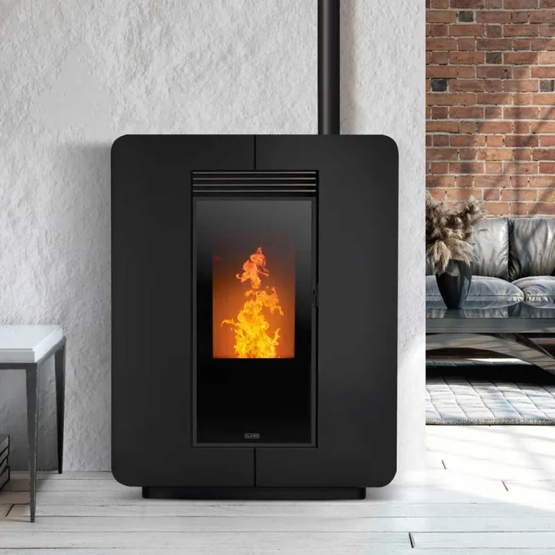 klover astra turbo 9 7kw matt black wood pellet stove