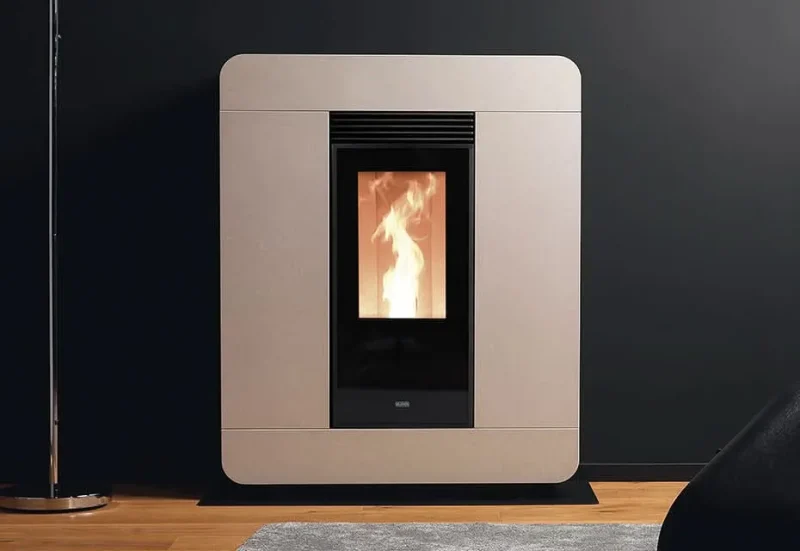 klover astra turbo steel 9 7kw ivory wood pellet stove