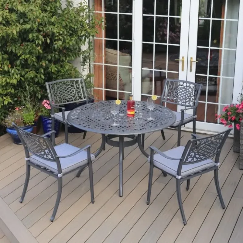 lyon grey 4 seat set with round table