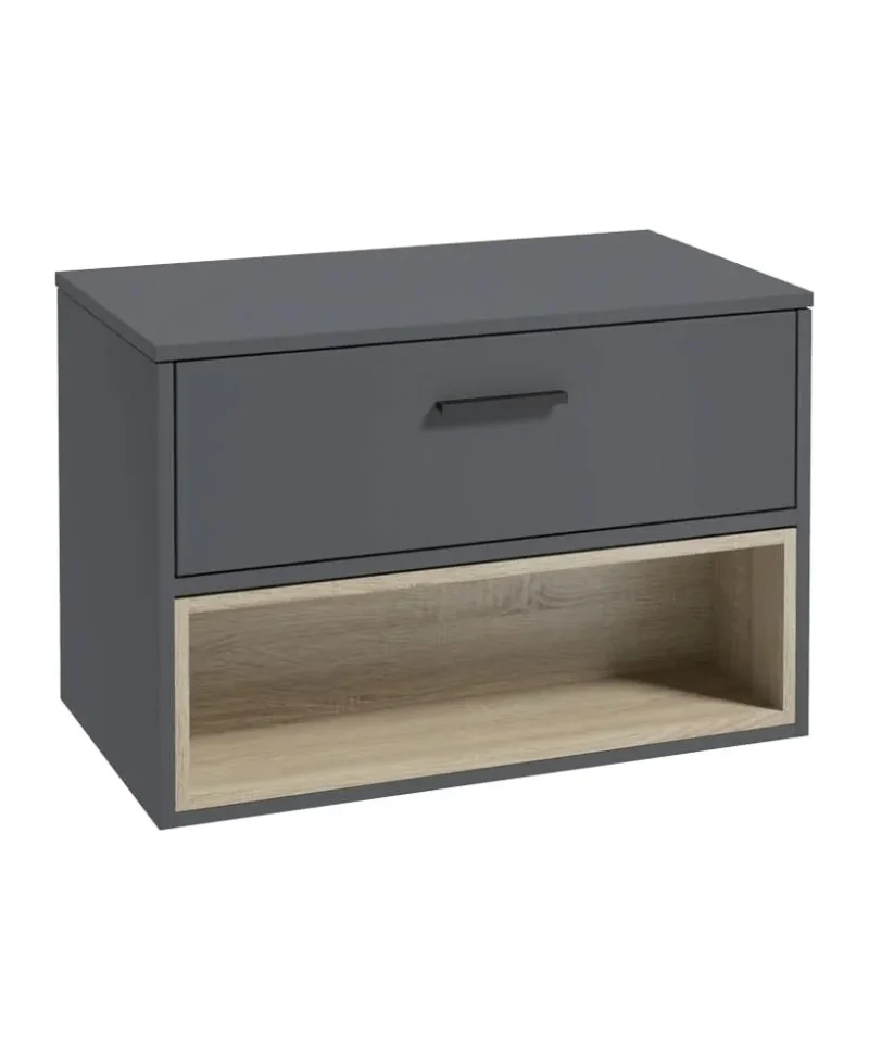 malm 80cm midnight grey sink with matt black handle bmal80ctmg