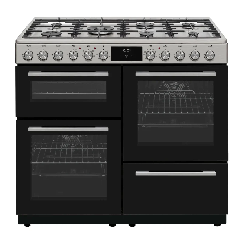 nordmende 100cm dual fuel range cooker stainless steel scaled