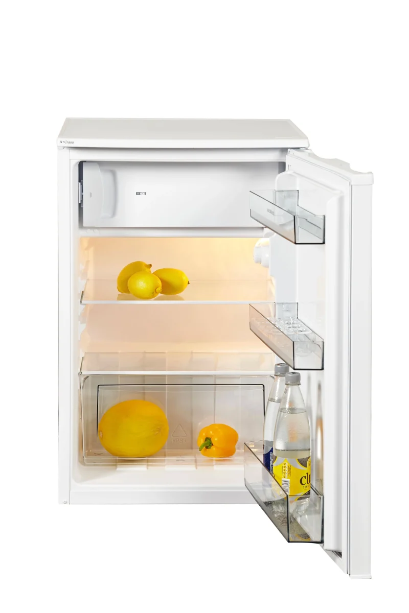 nordmende 84x55cm white under counter fridge with ice box rui144wh scaled