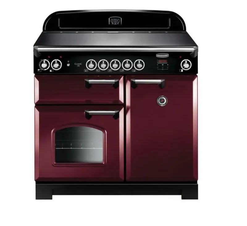 rangemaster classic 100 ceramic cooker cranberry chrome trim