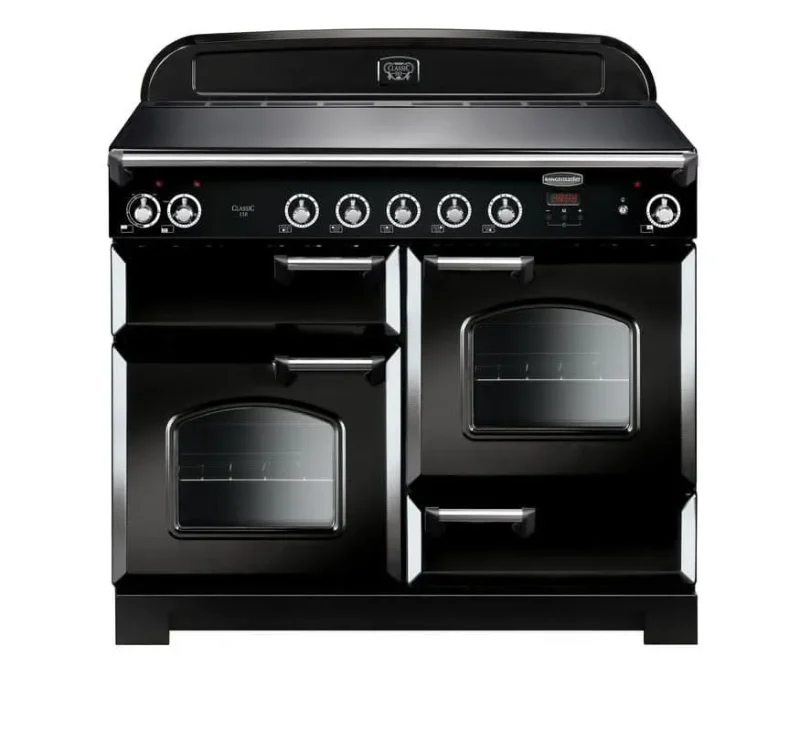 rangemaster classic 110 ceramic cooker black with chrome trim