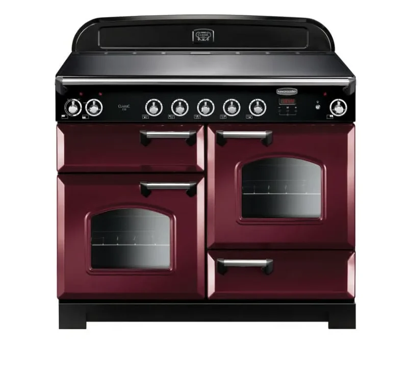 rangemaster classic 110 ceramic cooker carnberry with chrome trim