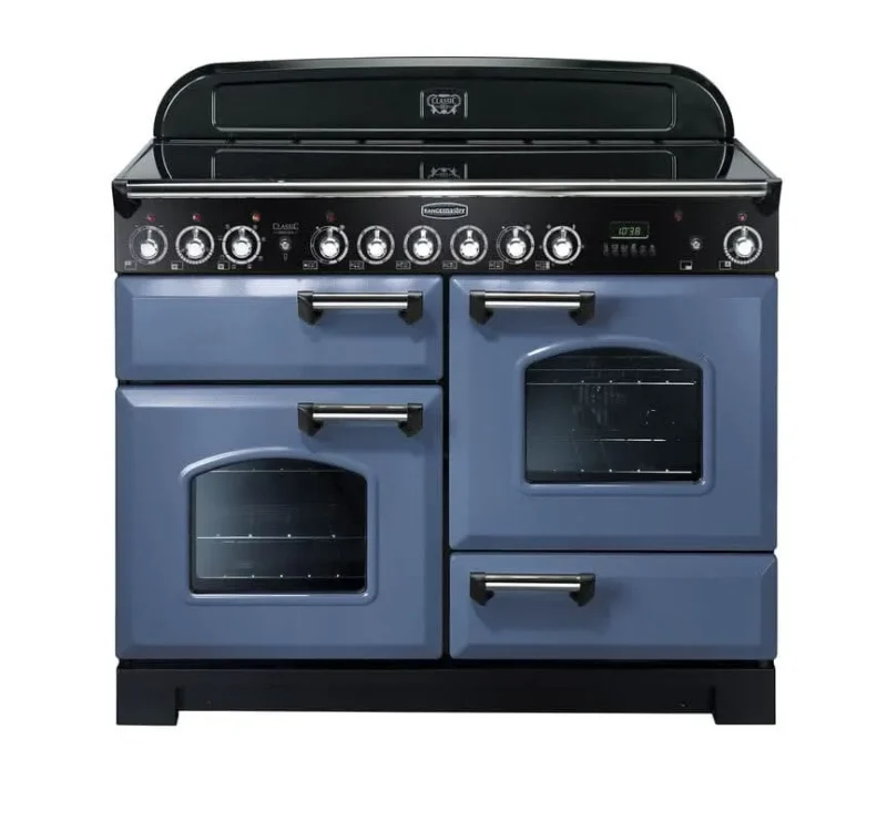 rangemaster classic 110 ceramic stove stone blue chrome trim