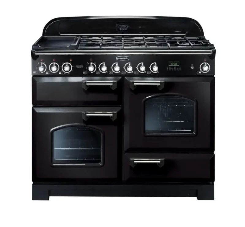 rangemaster classic 110 dual fuel cooker black chrome trim