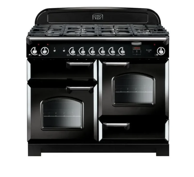 rangemaster classic 110 dual fuel stove black chrome trim