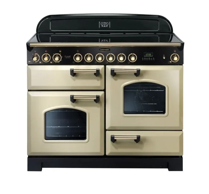 rangemaster classic 110 induction range cooker cream with brass trim