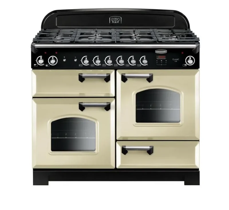 rangemaster classic 110 natural gas stove cream with chrome trim