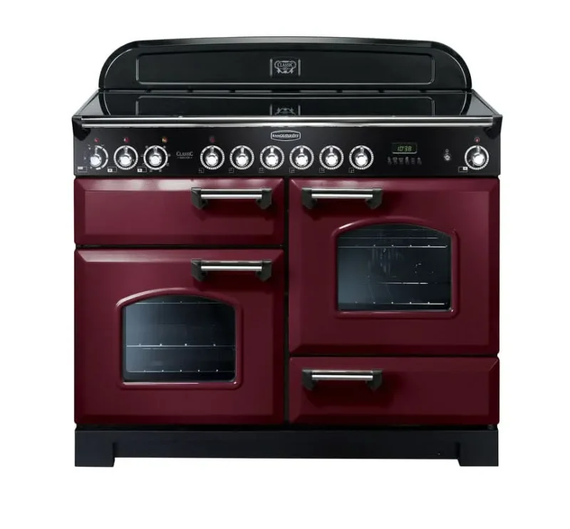 rangemaster classic deluxe 110 ceramic cooker cranberry chrome trim cdl110eccy c