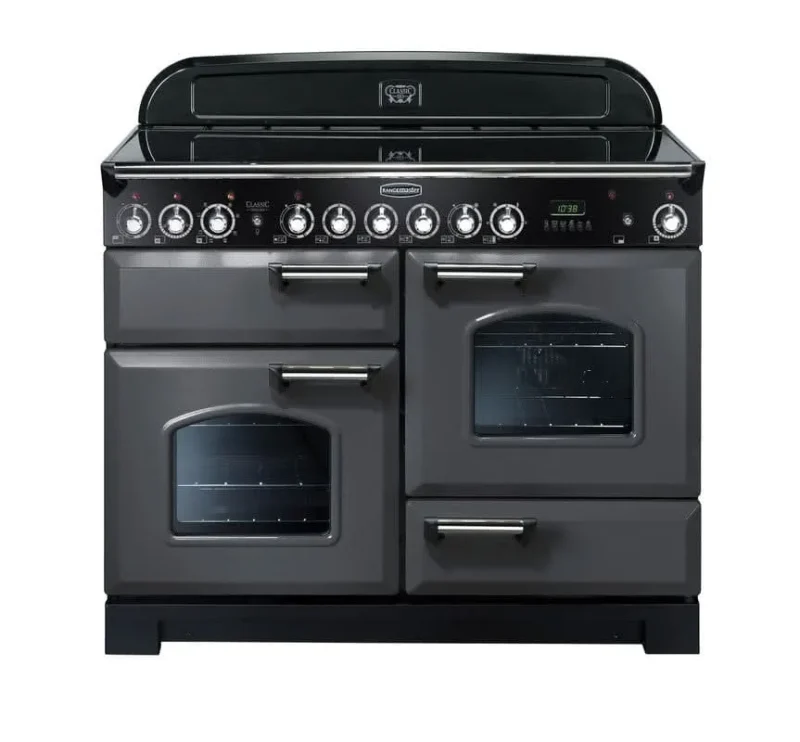 rangemaster classic deluxe 110 ceramic slate chrome trim stove