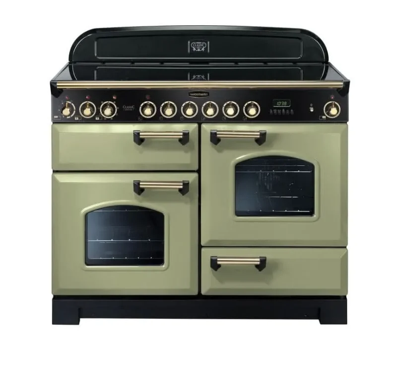 rangemaster classic deluxe 110 induction cooker olive green with brass trim