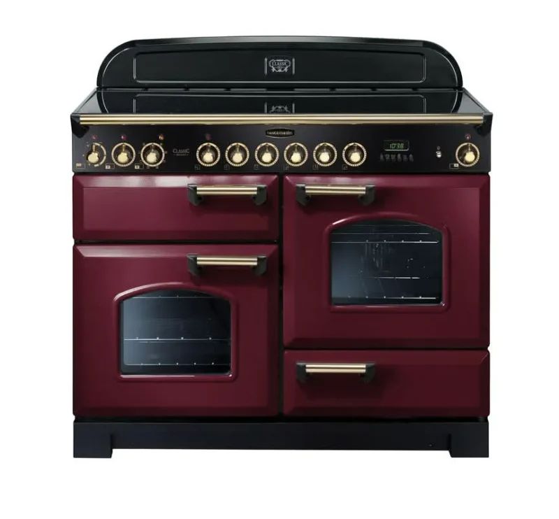 rangemaster classic deluxe 110 induction cooktop cranberry with brass trim