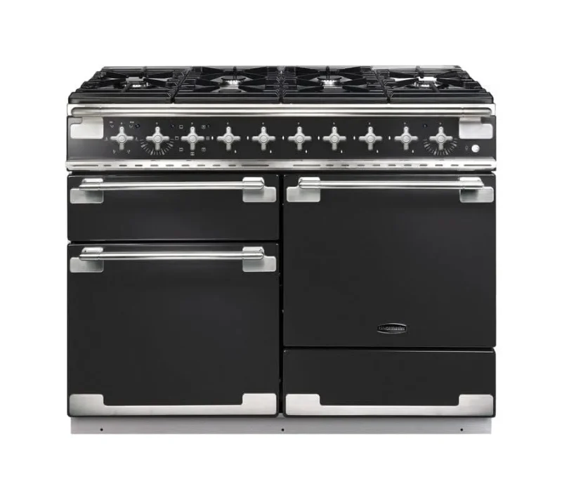 rangemaster elise 110 dual fuel stove charcoal black chrome trim