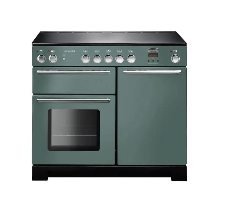 rangemaster infusion 100 induction cooktop mineral green chrome trim