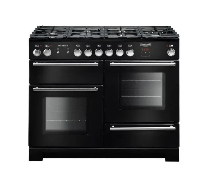 rangemaster infusion 110 dual fuel range cooker black chrome