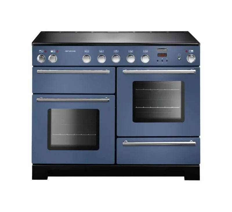 rangemaster infusion 110 induction cooktop stone blue with chrome trim