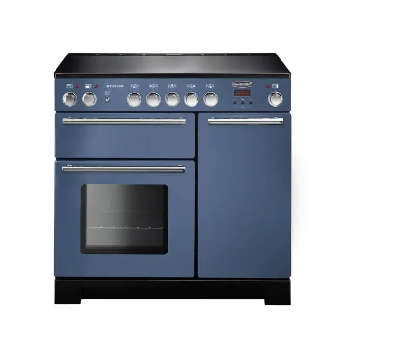 rangemaster infusion 90 induction cooktop stone blue with chrome trim