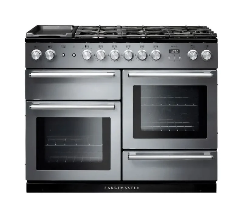 rangemaster nexus 110 dual fuel range stainless steel chrome trim